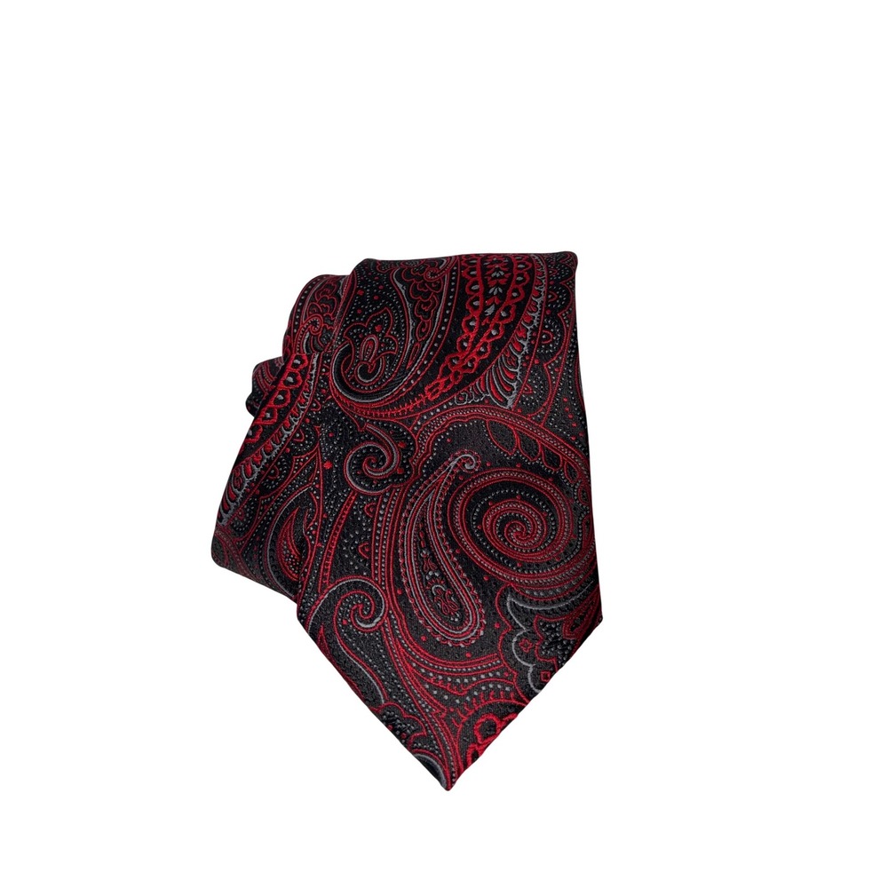 Ivy Crew Mens Paisley Necktie Red Black Grey Woven Formal Hand Made Tie RN 86823